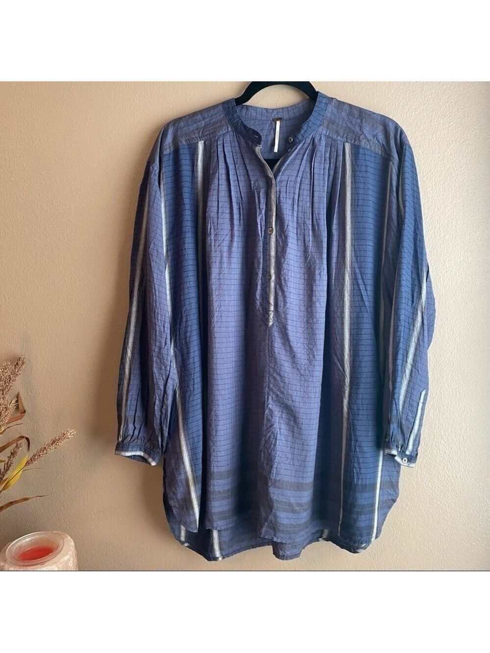 Free People Blouse Women’s Size XS Blue Tunic Blouse pullover top